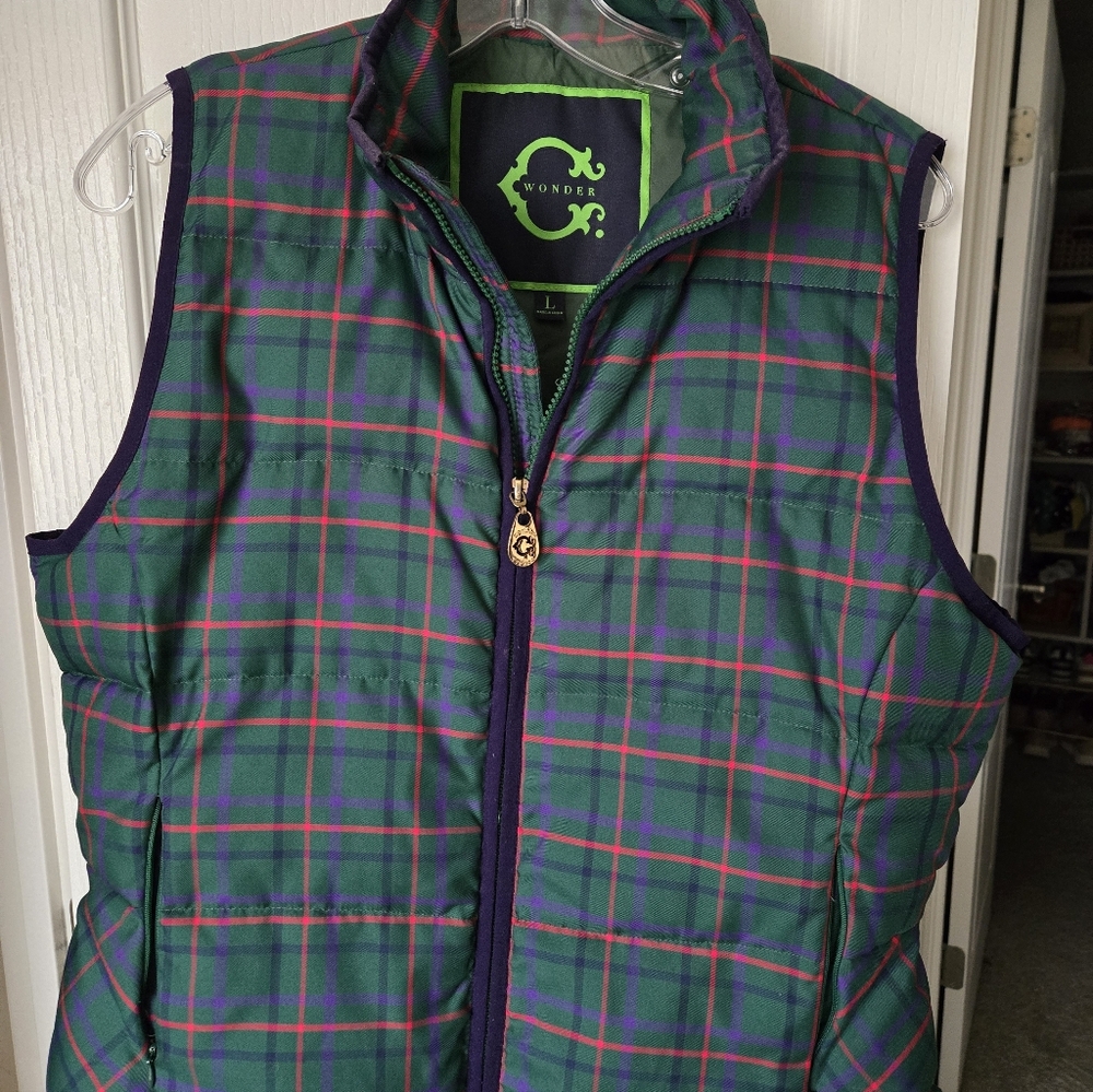 C. Wonder Green and Red Tartan Plaid Vest
